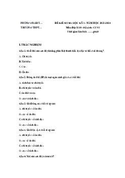 Đề thi học kì 1 môn Địa lí 10 năm 2023 - 2024 sách Chân trời sáng tạo đề 1