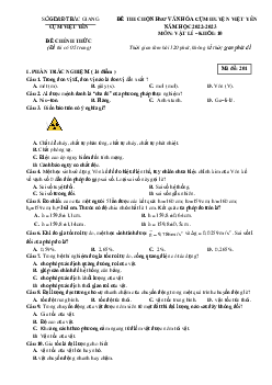 Đề thi học sinh giỏi Vật Lý 10 cụm trường Việt Yên 2022-2023 có đáp án