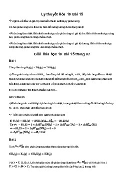 Giải Hóa học 10 Bài 15: Ý nghĩa và cách tính biến thiên enthalpy phản ứng hóa học | Cánh diều