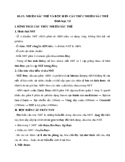 Sinh học 12 bài 5: Nhiễm sắc thể và đột biến cấu trúc nhiễm sắc thể
