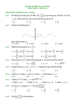 Top 10 đề ôn tập kiểm tra cuối học kì 1 Toán 11 Cánh Diều (70% TN + 30% TL)