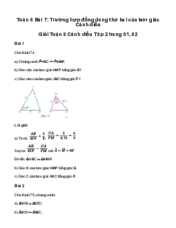 Giải Toán 8 Bài 7: Trường hợp đồng dạng thứ hai của tam giác | Cánh diều
