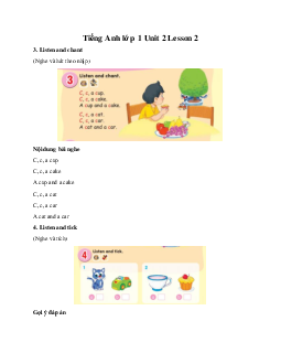 Tiếng Anh lớp 1 Unit 2 Lesson 2