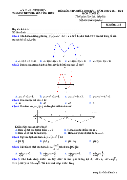 Đề kiểm tra giữa học kỳ 1 Toán 12 năm 2021 – 2022 trường THPT chuyên Vĩnh Phúc