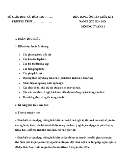 Đề cương ôn tập giữa học kì 1 môn Ngữ văn 11 sách Cánh diều