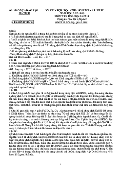 Đề thi học sinh giỏi lớp 11 THPT tỉnh Hà Tĩnh năm học 2012 - 2013 môn Hóa học - Có đáp án