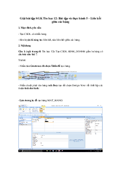 Giải bài tập SGK Tin học 12: Bài tập và thực hành 5 - Liên kết giữa các bảng