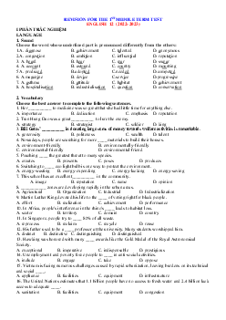 Đề cương ôn tập giữa HK1 tiếng anh 12 năm 2022-2023