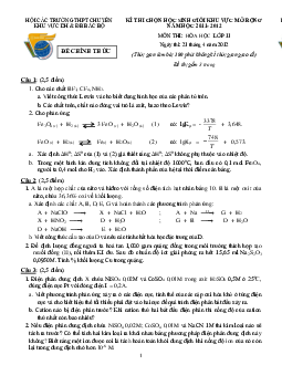 Đề thi học sinh giỏi khu vực Bắc Bộ năm học 2011 - 2012 môn Hóa học lớp 11