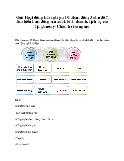 Giải Hoạt động trải nghiệm 10: Hoạt động 3 chủ đề 7 Chân Trời Sáng Tạo