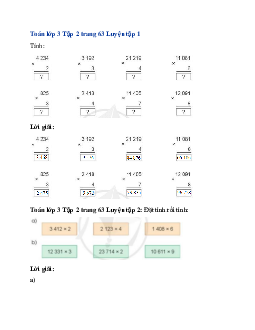 Giải SGK Toán lớp 3 trang 63, 64 Luyện tập tập 2 | Cánh diều
