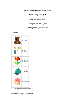 BỘ ĐỀ THI CUỐI HỌC KÌ 1 lớp 1 môn Tiếng Anh | Smart Start