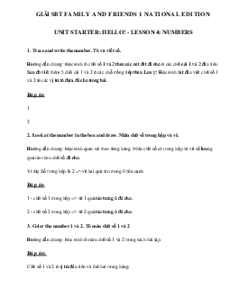 Giải SBT tiếng Anh lớp 1 Unit Starter Hello Lesson 4 Numbers | Family & Friends