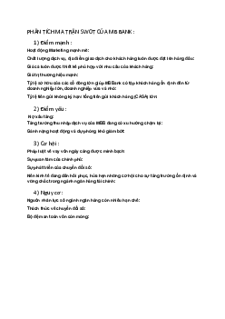 Phân tích ma trận Swot của ngân hàng MB