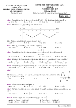 Đề thi thử Toán THPT Quốc gia 2019 trường Lê Hồng Phong – Thanh Hóa lần 4