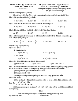 Đề giữa kì 1 Toán 8 năm 2022 – 2023 phòng GD&ĐT thành phố Ninh Bình
