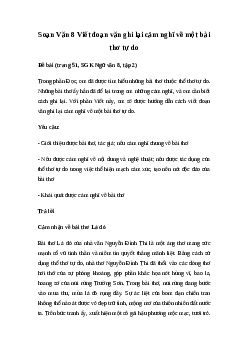 Soạn bài Viết đoạn văn ghi lại cảm nghĩ về một bài thơ tự do | Ngữ văn 8 sách Kết nối tri thức