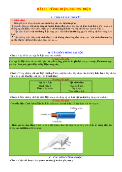 Chuyên đề KHTN 8 Kết nối tri thức bài 21 Dòng điện nguồn điện