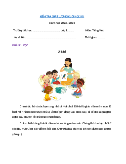 Đề thi Tiếng Việt lớp 1 học kì 1 | Đề 7| Kết nối tri thức