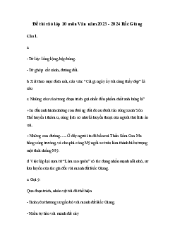 Đề thi vào 10 môn Ngữ văn năm 2023 - 2024 sở GD&ĐT Bắc Giang