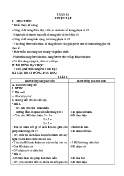 Giáo án môn Toán 1 - Tuần 15| sách Cánh Diều (Cả năm)