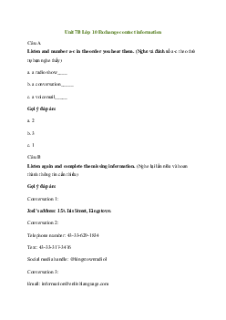 Giải Tiếng Anh 10 Unit 7B: Exchange contact information | Explore New Worlds
