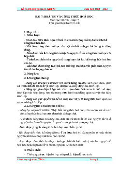 Giáo án Bài 7: Hóa trị và công thức hóa học | Khoa Học Tự Nhiên 7 Kết nối tri thức