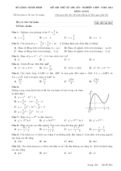 Đề thi thử tốt nghiệp THPT năm 2021 môn Toán sở GD&ĐT Ninh Bình