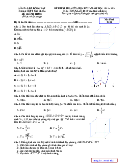 Đề giữa học kỳ 1 Toán 12 năm 2023 – 2024 trường THPT Ngô Quyền – Đồng Nai