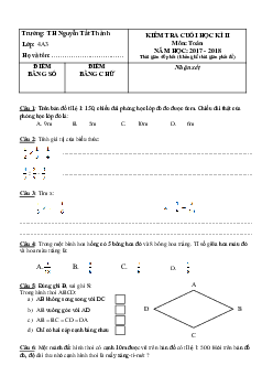 Đề thi học kì 2 môn Toán lớp 4 trường Tiểu học Nguyễn Tất Thành năm 2017 - 2018