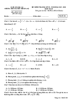 Đề thi HK2 Toán 11 năm 2019 – 2020 trường THPT Nguyễn Trường Tộ – Gia Lai