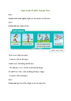 Giải Tiếng Anh lớp 3 Unit 9: Lesson Two | Family and Friends