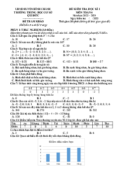 Bộ đề tham khảo cuối kì 1 Toán 6 năm 2023 – 2024 phòng GD&ĐT Bình Chánh – TP HCM