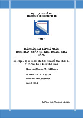 BÀI TẬP CÁ NHÂN - Môn quản trị học - Đại Học Kinh Tế - Đại học Đà Nẵng