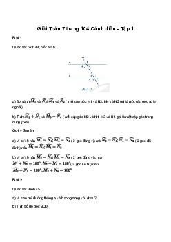 Giải Toán 7 Bài 3: Hai đường thẳng song song | Cánh diều