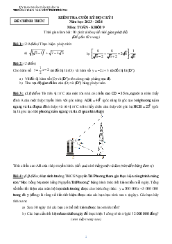 Đề cuối kỳ 1 Toán 9 năm 2023 – 2024 trường THCS Nguyễn Tri Phương – TP HCM