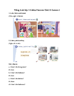 Tiếng Anh lớp 3 Global Success Unit 13 Lesson 1