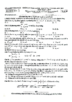 Đề KSCL học kỳ 2 Toán 9 năm 2018 – 2019 sở GD&ĐT Vĩnh Phúc