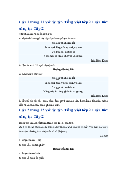 Giải VBT môn Tiếng việt 2 -  Bài 4: Con đường làng| Chân trời sáng tạo