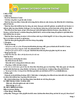 Bài 17: Arene (Hydrocarbon thơm) | Giáo án Hóa 11 Kết nối tri thức
