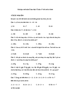 Phiếu bài tập cuối tuần lớp 3 môn Toán - Tuần 17 (cơ bản) | Kết nối tri thức