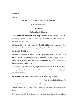 Bài tập cuối tuần tiếng Việt lớp 3 Chân trời sáng tạo Tuần 21 cơ bản