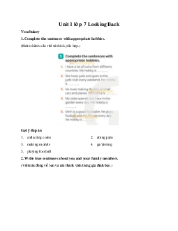 Unit 1 lớp 7 Looking Back sách Global Success