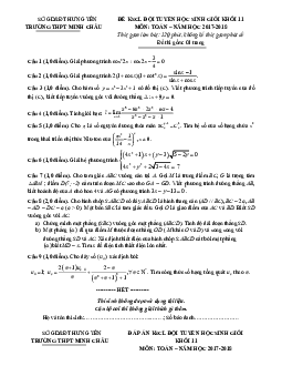 Đề KSCL đội tuyển HSG Toán 11 năm 2017 – 2018 trường Minh Châu – Hưng Yên