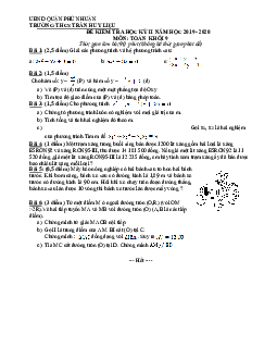 Đề kiểm tra học kỳ 2 Toán 9 năm 2019 – 2020 trường THCS Bàn Cờ – TP HCM