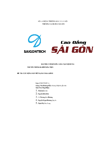 Xây dựng bài viết dạng Emagazine | Bài luận cuối kì môn Marketing | Trường Cao đẳng thực hành FPT