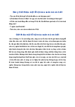 Giới thiệu một lễ hội mùa xuân mà em biết | Tập làm văn 4