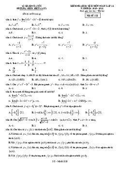 Đề thi học kì 2 Toán 11 năm 2019 – 2020 trường THPT Trung Giã – Hà Nội