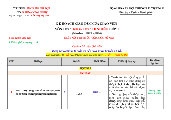 Kế hoạch giáo dục của giáo viên KHTN 8 Kết nối tri thức