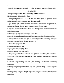 Giải SBT Lịch Sử 12 bài 27: Tổng kết lịch sử Việt Nam từ năm 1919 đến năm 2000